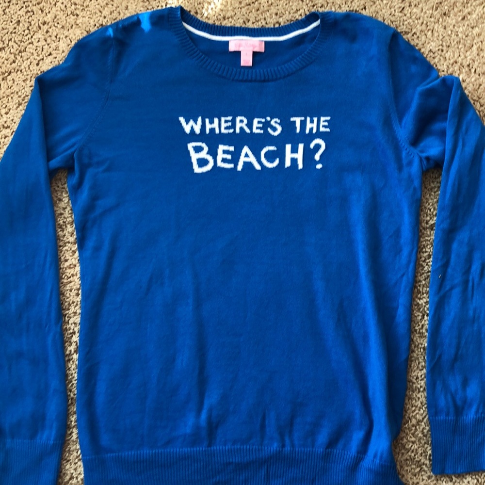 Lillly Pulitzer Blue 'Where's The Beach?' Sweater